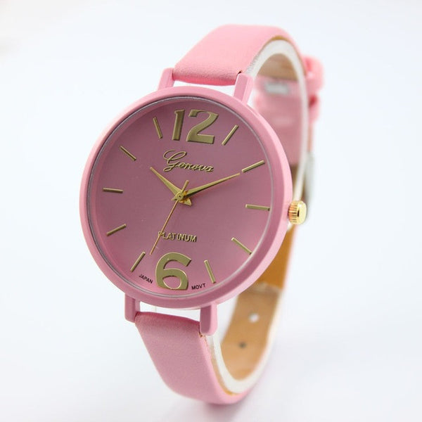 2016 Fashion Women Bracelet Watch Geneva Famous brand Ladies Faux Leather Analog Quartz Wrist Watch Clock Women relojes mujer