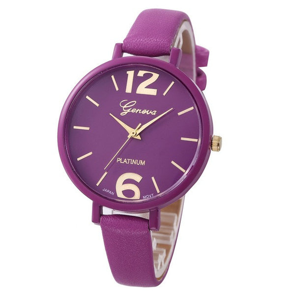 2016 Fashion Women Bracelet Watch Geneva Famous brand Ladies Faux Leather Analog Quartz Wrist Watch Clock Women relojes mujer
