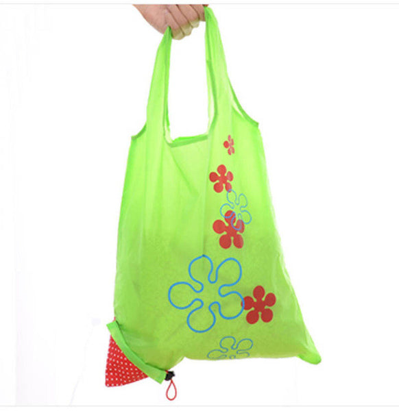 Floral Folding Reusable Grocery Nylon Bag Large Strawberry  Shopping Bag Cute Travel Tote