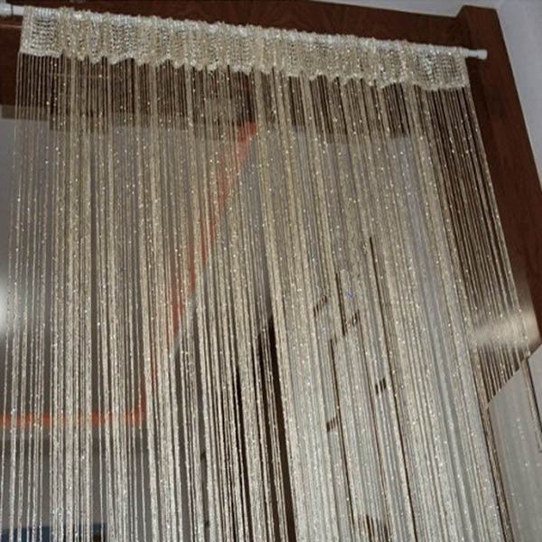 Curtain New Style Silver Silk Curtain Living Room/Door/Window Partition Sheer Curtain Free&Drop Shipping