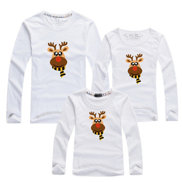 New Family Matching Outfits 2016 Spring Autumn Christmas Deer Long Sleeve T-Shirt Mother Son Daughter Father Clothes Family Look