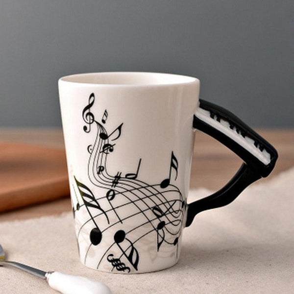 Ceramic Cup Personality Milk Juice Lemon Musical Instrument Shaped Handle Mug Coffee Tea Cup Home Office Drinkware Supplies