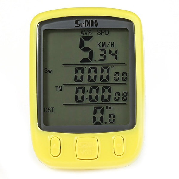 SunDing Bicycle Computer Include Battery Waterproof Cycling Odometer Speedometer With Green LCD Backlight Bike Computer SD-563B