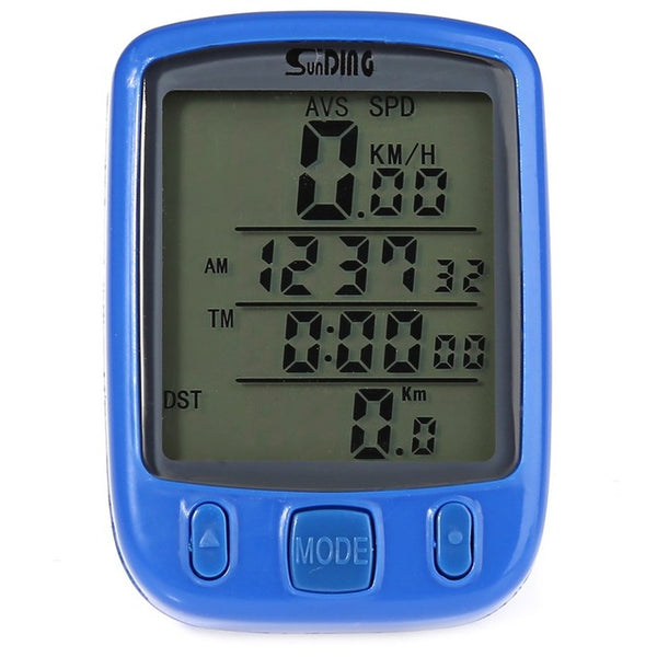 SunDing Bicycle Computer Include Battery Waterproof Cycling Odometer Speedometer With Green LCD Backlight Bike Computer SD-563B