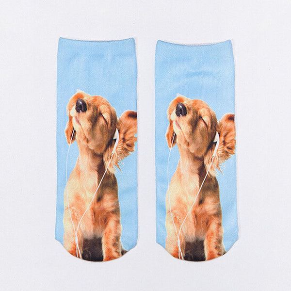 2016 New Fashion Cute  Women Men Unisex 3D Cartoon Funny Dog Animal Printed  Low Cut Ankle Short  Breathable Cotton Socks Hot