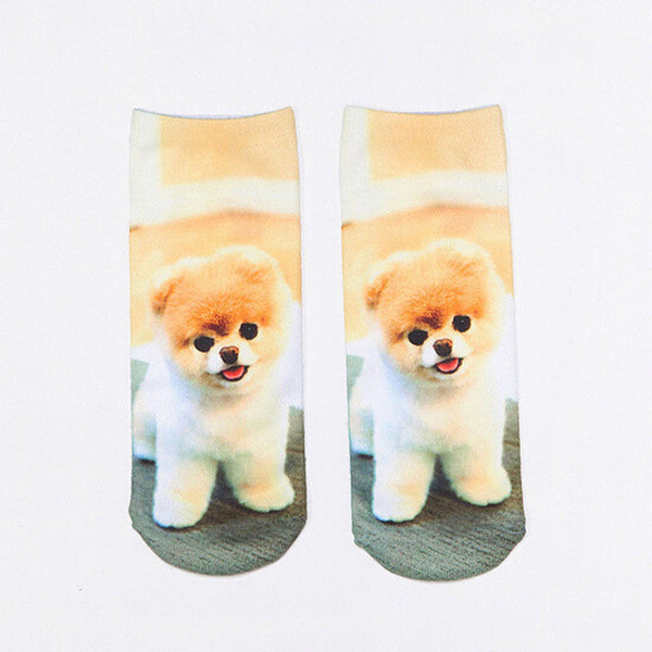 2016 New Fashion Cute  Women Men Unisex 3D Cartoon Funny Dog Animal Printed  Low Cut Ankle Short  Breathable Cotton Socks Hot