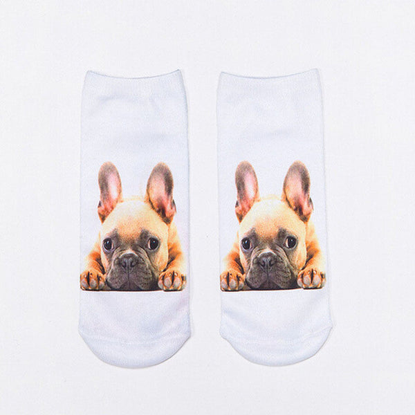 2016 New Fashion Cute  Women Men Unisex 3D Cartoon Funny Dog Animal Printed  Low Cut Ankle Short  Breathable Cotton Socks Hot