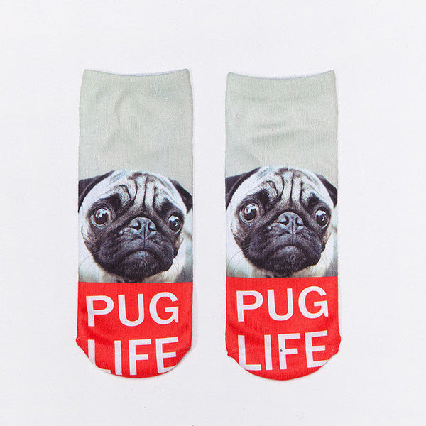 2016 New Fashion Cute  Women Men Unisex 3D Cartoon Funny Dog Animal Printed  Low Cut Ankle Short  Breathable Cotton Socks Hot