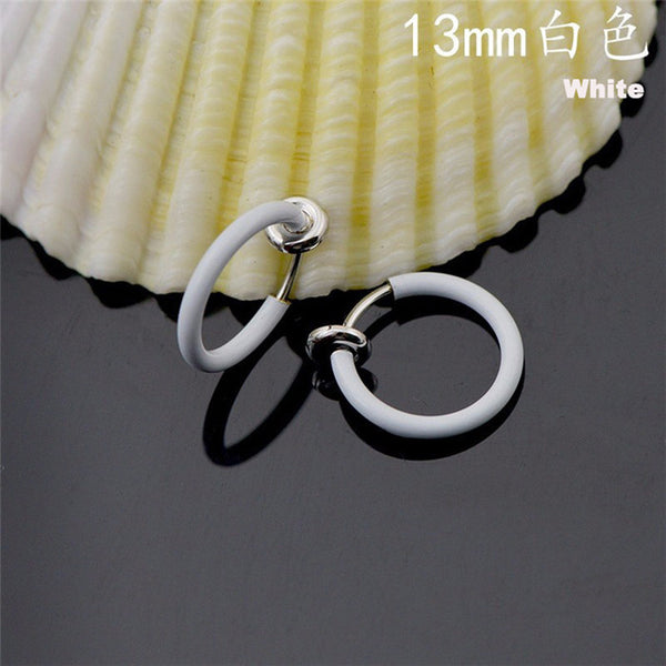 2 Piece Fake Nose Ring Goth Punk Lip Ear Nose Clip On Fake Septum Piercing Nose Ring Hoop Lip Hoop Rings Earrings SWXFR57