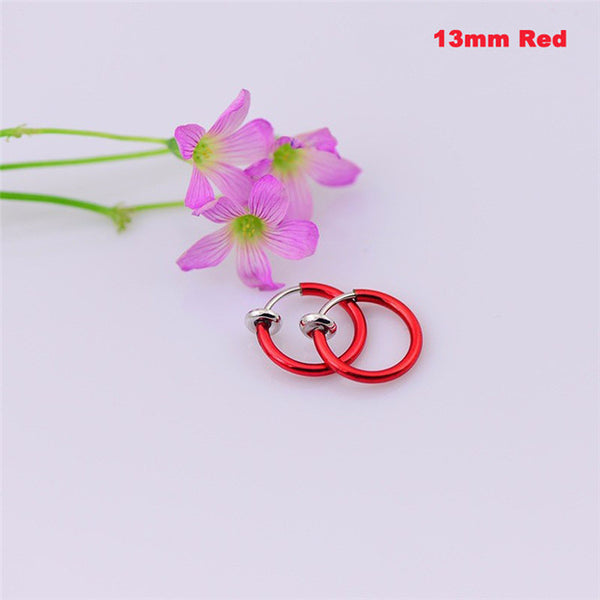 2 Piece Fake Nose Ring Goth Punk Lip Ear Nose Clip On Fake Septum Piercing Nose Ring Hoop Lip Hoop Rings Earrings SWXFR57