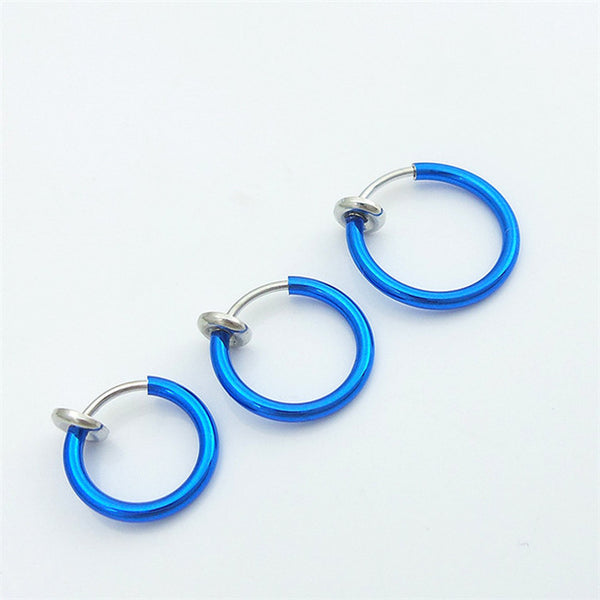 2 Piece Fake Nose Ring Goth Punk Lip Ear Nose Clip On Fake Septum Piercing Nose Ring Hoop Lip Hoop Rings Earrings SWXFR57