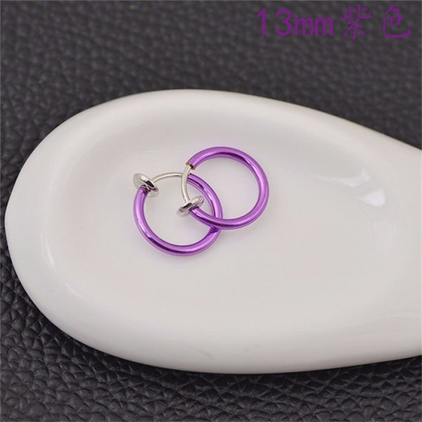 2 Piece Fake Nose Ring Goth Punk Lip Ear Nose Clip On Fake Septum Piercing Nose Ring Hoop Lip Hoop Rings Earrings SWXFR57