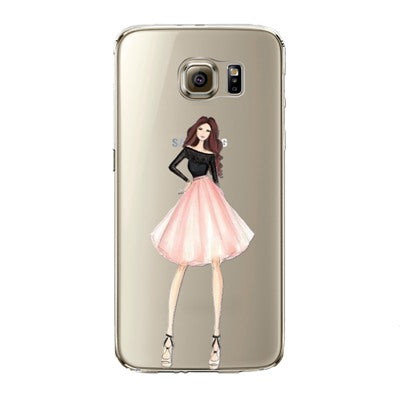 Phone Case for Samsung Galaxy S5 S6 S6Edge S6Edge+ S7 S7edge Cover Soft Silicon Painted Fashion Shopping Girl Mobile Phone Bag