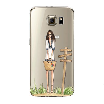 Phone Case for Samsung Galaxy S5 S6 S6Edge S6Edge+ S7 S7edge Cover Soft Silicon Painted Fashion Shopping Girl Mobile Phone Bag