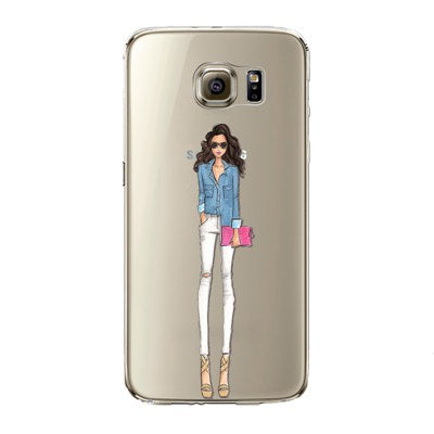 Phone Case for Samsung Galaxy S5 S6 S6Edge S6Edge+ S7 S7edge Cover Soft Silicon Painted Fashion Shopping Girl Mobile Phone Bag