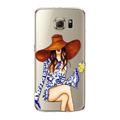 Phone Case for Samsung Galaxy S5 S6 S6Edge S6Edge+ S7 S7edge Cover Soft Silicon Painted Fashion Shopping Girl Mobile Phone Bag