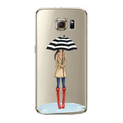 Phone Case for Samsung Galaxy S5 S6 S6Edge S6Edge+ S7 S7edge Cover Soft Silicon Painted Fashion Shopping Girl Mobile Phone Bag