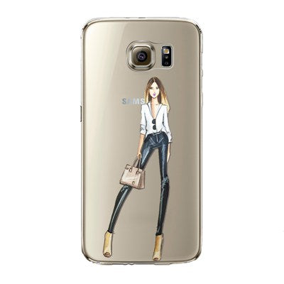 Phone Case for Samsung Galaxy S5 S6 S6Edge S6Edge+ S7 S7edge Cover Soft Silicon Painted Fashion Shopping Girl Mobile Phone Bag