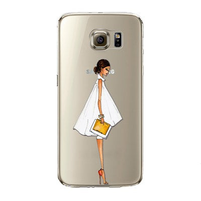 Phone Case for Samsung Galaxy S5 S6 S6Edge S6Edge+ S7 S7edge Cover Soft Silicon Painted Fashion Shopping Girl Mobile Phone Bag