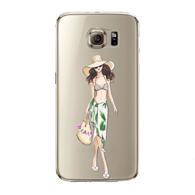 Phone Case for Samsung Galaxy S5 S6 S6Edge S6Edge+ S7 S7edge Cover Soft Silicon Painted Fashion Shopping Girl Mobile Phone Bag