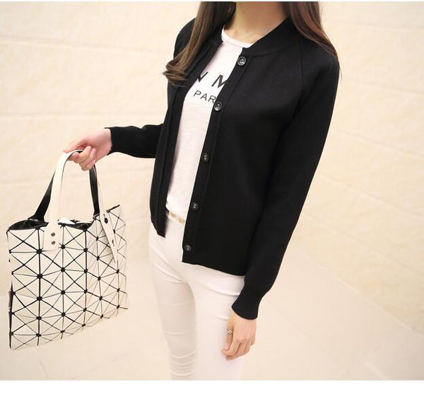 Hot Sale Fashion Casual Women Spring Autumn Cardigan Long Sleeve Short Knitted Cardigan 2016 New Female Sweaters