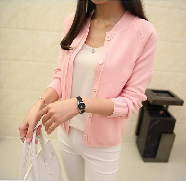 Hot Sale Fashion Casual Women Spring Autumn Cardigan Long Sleeve Short Knitted Cardigan 2016 New Female Sweaters