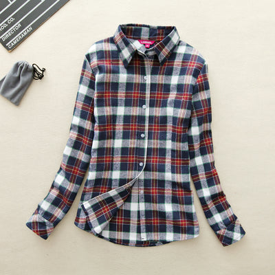 2017 Hot Sale Women Shirts tops new 100% Cotton Plaid Shirt Fashion Female Student Women's Long-sleeve Plus Size Basic Blouses