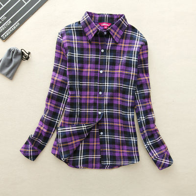 2017 Hot Sale Women Shirts tops new 100% Cotton Plaid Shirt Fashion Female Student Women's Long-sleeve Plus Size Basic Blouses