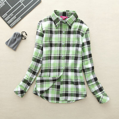 2017 Hot Sale Women Shirts tops new 100% Cotton Plaid Shirt Fashion Female Student Women's Long-sleeve Plus Size Basic Blouses