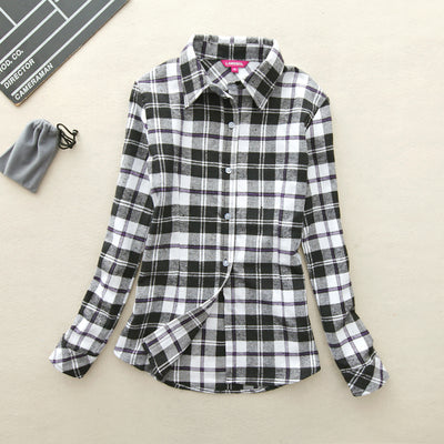 2017 Hot Sale Women Shirts tops new 100% Cotton Plaid Shirt Fashion Female Student Women's Long-sleeve Plus Size Basic Blouses