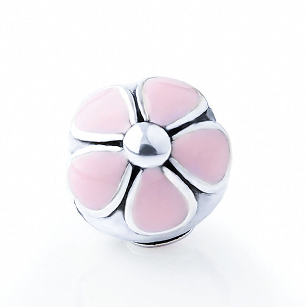 Lovely Pink Beads Fit Original Pandora Bracelet Necklace Big Hole Diy Charms For Women Enamel Heart Shape Pendant For Girl Gift