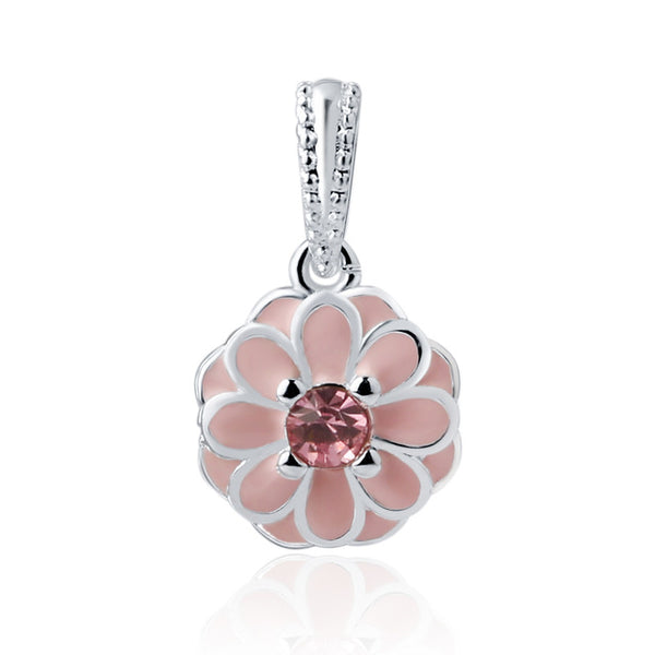 Lovely Pink Beads Fit Original Pandora Bracelet Necklace Big Hole Diy Charms For Women Enamel Heart Shape Pendant For Girl Gift