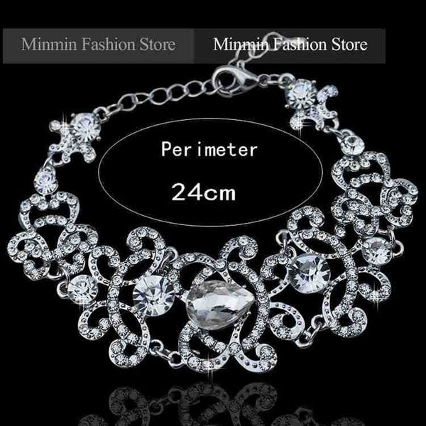 Minmin Crystal Bridal Jewelry Sets Butterfly Bracelet Earrings Sets Wedding African Beads Jewelry Set for Women EH166+SL032