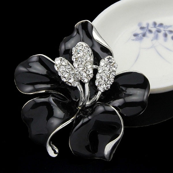 lackingone *2017 christmas gift Enamel Brooch Rhinestone Crystal Lily Flower brooches for women Jewelry Birthday Gift