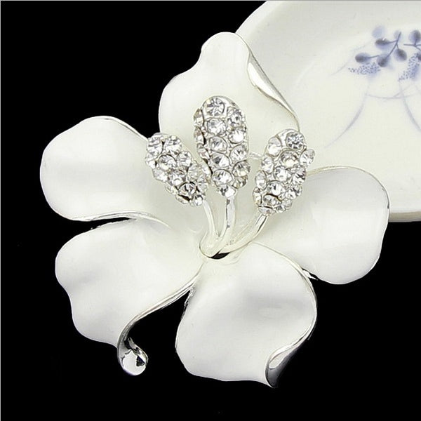 lackingone *2017 christmas gift Enamel Brooch Rhinestone Crystal Lily Flower brooches for women Jewelry Birthday Gift