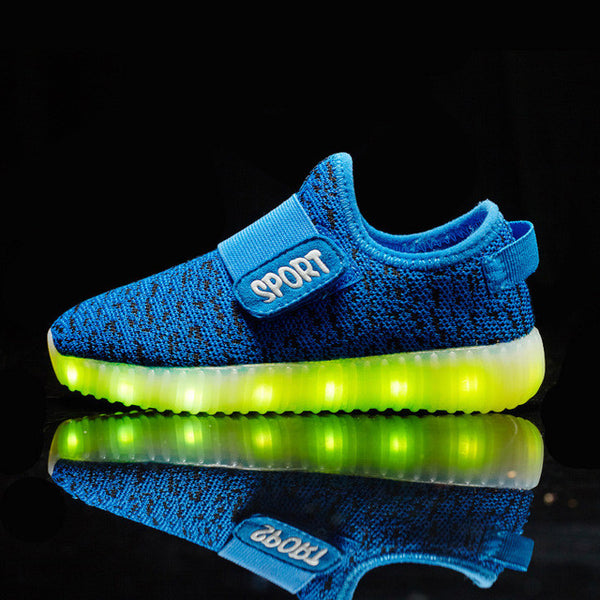 Eur25-37// usb charging breathable children basket led sneakers shoes kids with lighted up luminous shoes for girls&boys