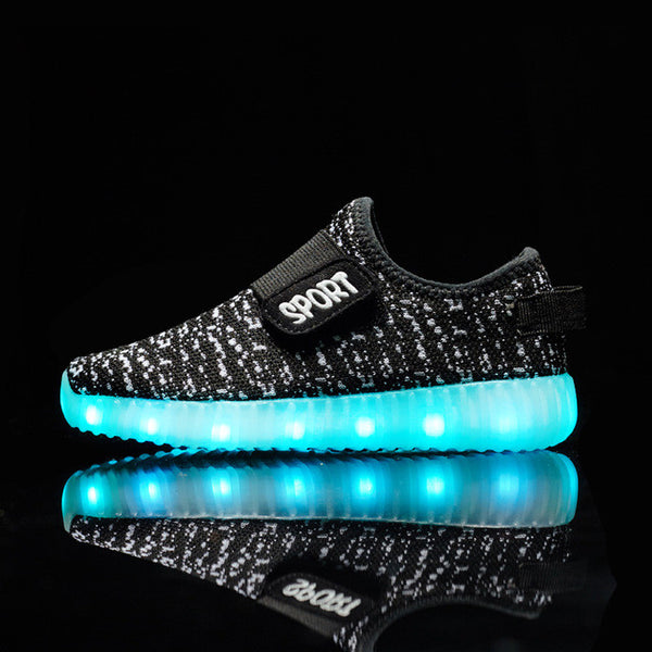 Eur25-37// usb charging breathable children basket led sneakers shoes kids with lighted up luminous shoes for girls&boys