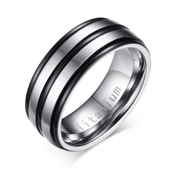 Vnox 8mm Black Men Ring 100% Titanium Carbide Men's Jewelry Wedding Bands Classic Boyfriend Gift