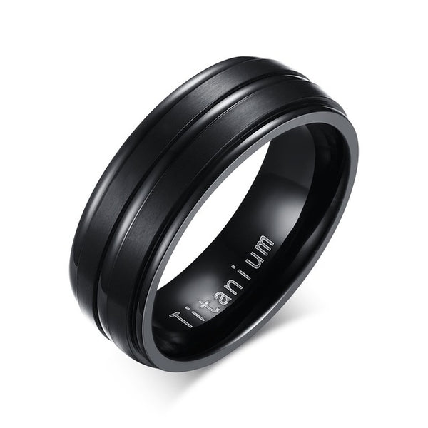 Vnox 8mm Black Men Ring 100% Titanium Carbide Men's Jewelry Wedding Bands Classic Boyfriend Gift