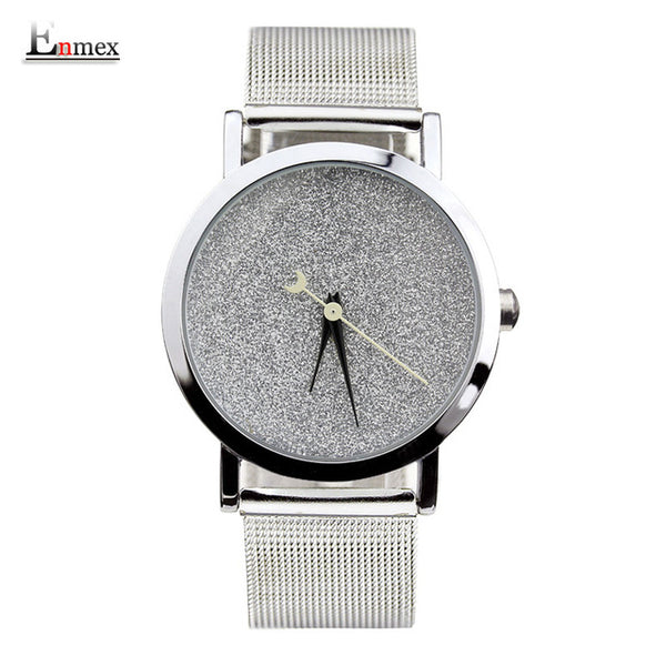Ladies gift new style watch Enmex creative design starlight in the night sky simple face steel band quartz fashion wristwatch