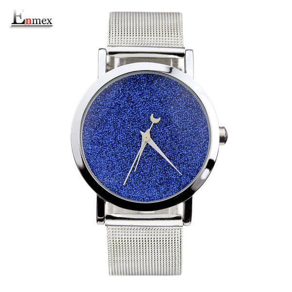 Ladies gift new style watch Enmex creative design starlight in the night sky simple face steel band quartz fashion wristwatch