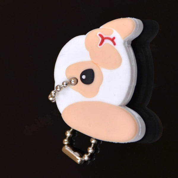 Lychee New Arrival PVC Cute Rabbit Pet Dog Cat Key Cover Cap Rubber Pug Key Chain Key Ring Men Women Unisex