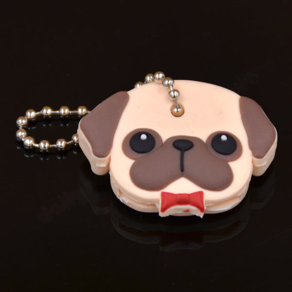 Lychee New Arrival PVC Cute Rabbit Pet Dog Cat Key Cover Cap Rubber Pug Key Chain Key Ring Men Women Unisex