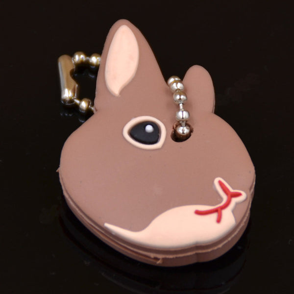 Lychee New Arrival PVC Cute Rabbit Pet Dog Cat Key Cover Cap Rubber Pug Key Chain Key Ring Men Women Unisex