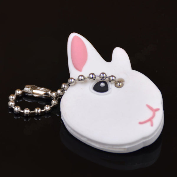 Lychee New Arrival PVC Cute Rabbit Pet Dog Cat Key Cover Cap Rubber Pug Key Chain Key Ring Men Women Unisex