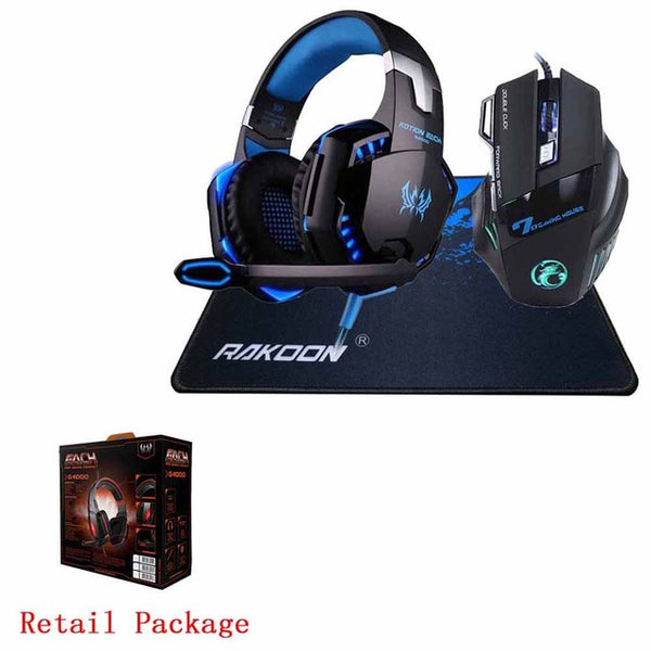 In Stock 5500 DPI X7 Pro Gaming Mouse+EACH G2000 Hifi Pro Gaming Headphone Game Headset+Gift Big Gaming Mousepad for Pro Gamer