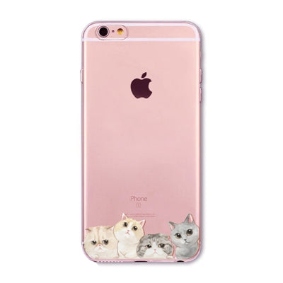 Phone Bag Case Cover for iPhone 4S 5 5S SE 6 6S 6Plus 6s Plus Thin Transparent Soft Cat Owl Rabbit Tiger Printed Phone Cover