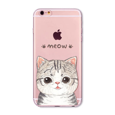 Phone Bag Case Cover for iPhone 4S 5 5S SE 6 6S 6Plus 6s Plus Thin Transparent Soft Cat Owl Rabbit Tiger Printed Phone Cover