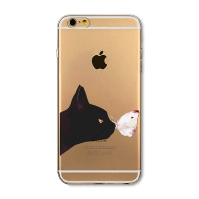 Phone Bag Case Cover for iPhone 4S 5 5S SE 6 6S 6Plus 6s Plus Thin Transparent Soft Cat Owl Rabbit Tiger Printed Phone Cover