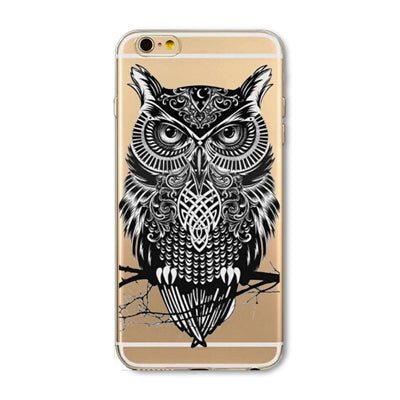 Phone Bag Case Cover for iPhone 4S 5 5S SE 6 6S 6Plus 6s Plus Thin Transparent Soft Cat Owl Rabbit Tiger Printed Phone Cover